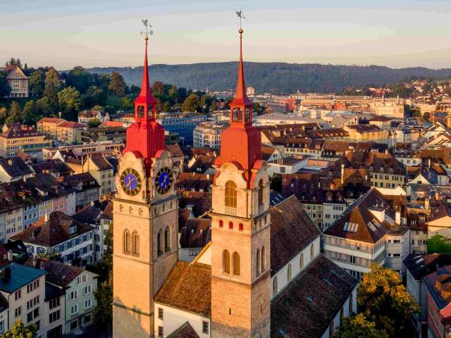 Old town with church tower